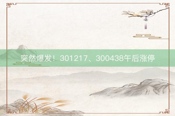 突然爆发！301217、300438午后涨停