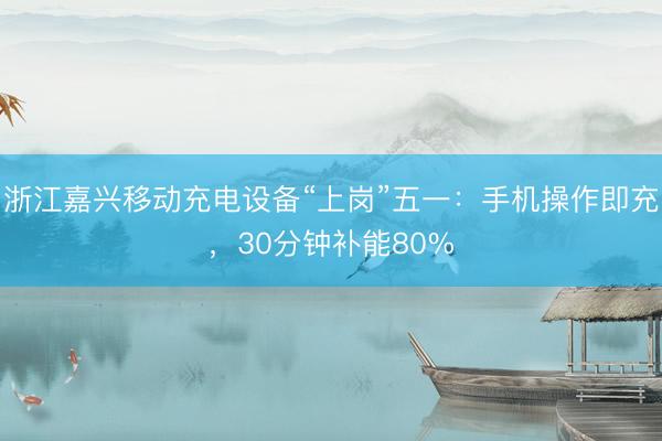 浙江嘉兴移动充电设备“上岗”五一：手机操作即充，30分钟补能80%