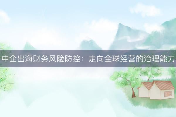 中企出海财务风险防控：走向全球经营的治理能力