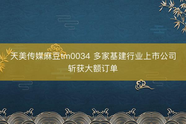 天美传媒麻豆tm0034 多家基建行业上市公司斩获大额订单