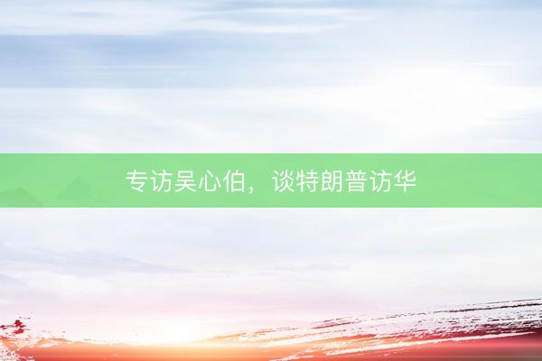 专访吴心伯，谈特朗普访华