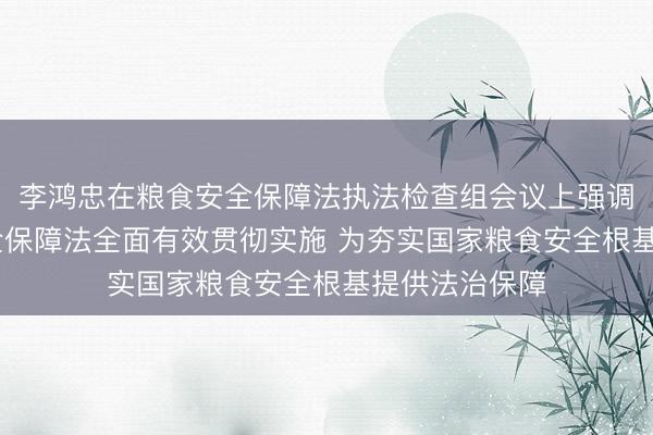 李鸿忠在粮食安全保障法执法检查组会议上强调 推动粮食安全保障法全面有效贯彻实施 为夯实国家粮食安全根基提供法治保障