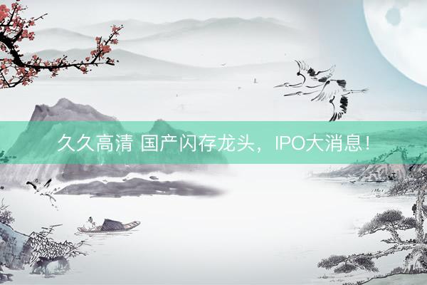久久高清 国产闪存龙头，IPO大消息！