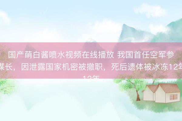 国产萌白酱喷水视频在线播放 我国首任空军参谋长，因泄露国家机密被撤职，死后遗体被冰冻12年