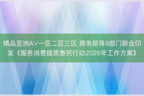 精品亚洲A∨一区二区三区 商务部等9部门联合印发《服务消费提质惠民行动2026年工作方案》
