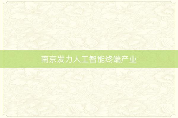 南京发力人工智能终端产业