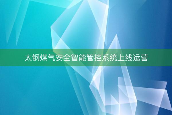 太钢煤气安全智能管控系统上线运营