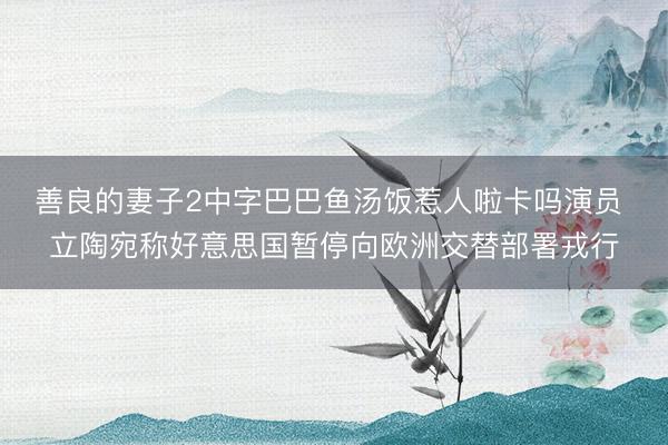 善良的妻子2中字巴巴鱼汤饭惹人啦卡吗演员 立陶宛称好意思国暂停向欧洲交替部署戎行