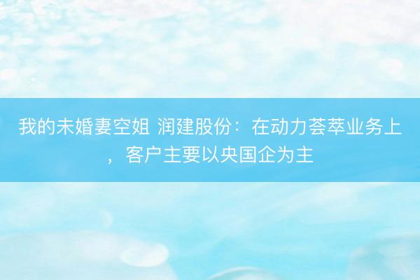 我的未婚妻空姐 润建股份：在动力荟萃业务上，客户主要以央国企为主