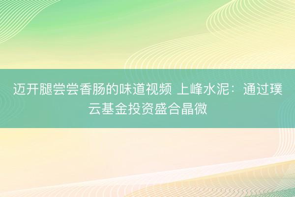 迈开腿尝尝香肠的味道视频 上峰水泥：通过璞云基金投资盛合晶微