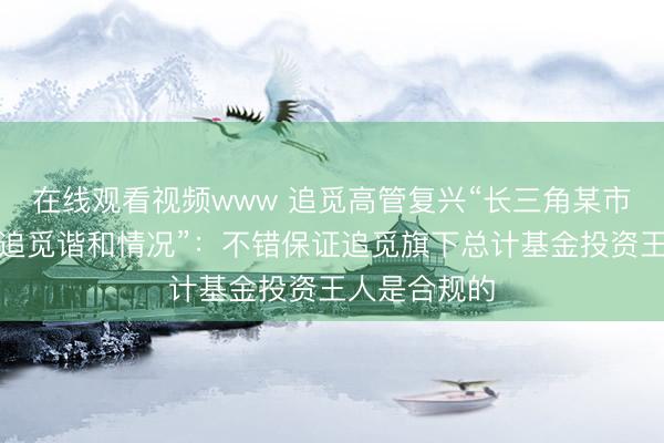 在线观看视频www 追觅高管复兴“长三角某市辖区统计与追觅谐和情况”：不错保证追觅旗下总计基金投资王人是合规的