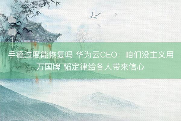 手瘾过度能恢复吗 华为云CEO：咱们没主义用万国牌 韬定律给各人带来信心
