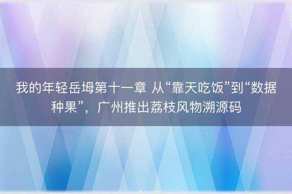 我的年轻岳坶第十一章 从“靠天吃饭”到“数据种果”，广州推出荔枝风物溯源码