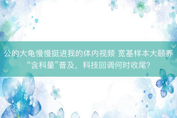 公的大龟慢慢挺进我的体内视频 宽基样本大颐养“含科量”普及，科技回调何时收尾？