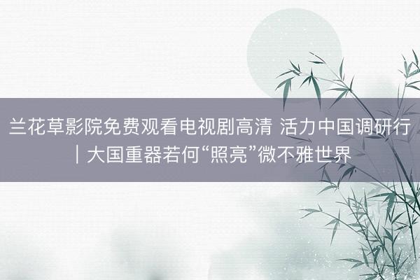 兰花草影院免费观看电视剧高清 活力中国调研行｜大国重器若何“照亮”微不雅世界
