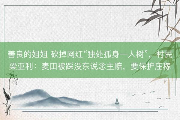 善良的姐姐 砍掉网红“独处孤身一人树”，村民梁亚利：麦田被踩没东说念主赔，要保护庄稼