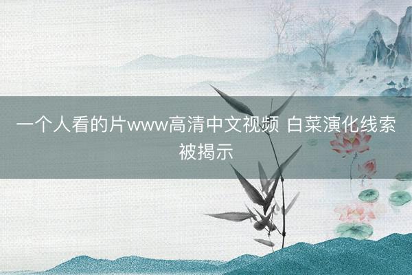 一个人看的片www高清中文视频 白菜演化线索被揭示