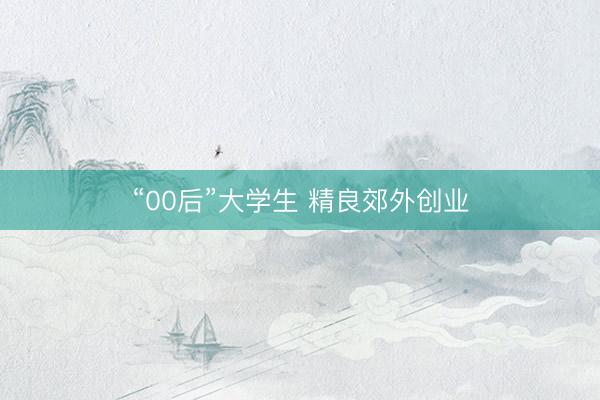 “00后”大学生 精良郊外创业